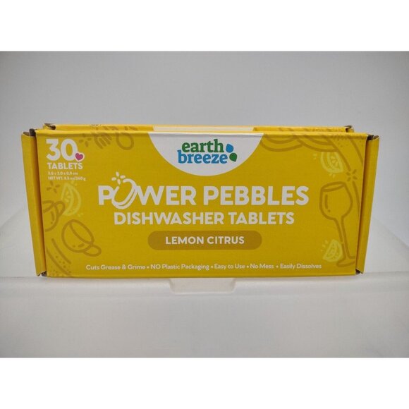 Earth Breeze Power Pebbles Dishwasher Tablets Lemon Citrus 2 Boxes 60 Tablets - Picture 2 of 5